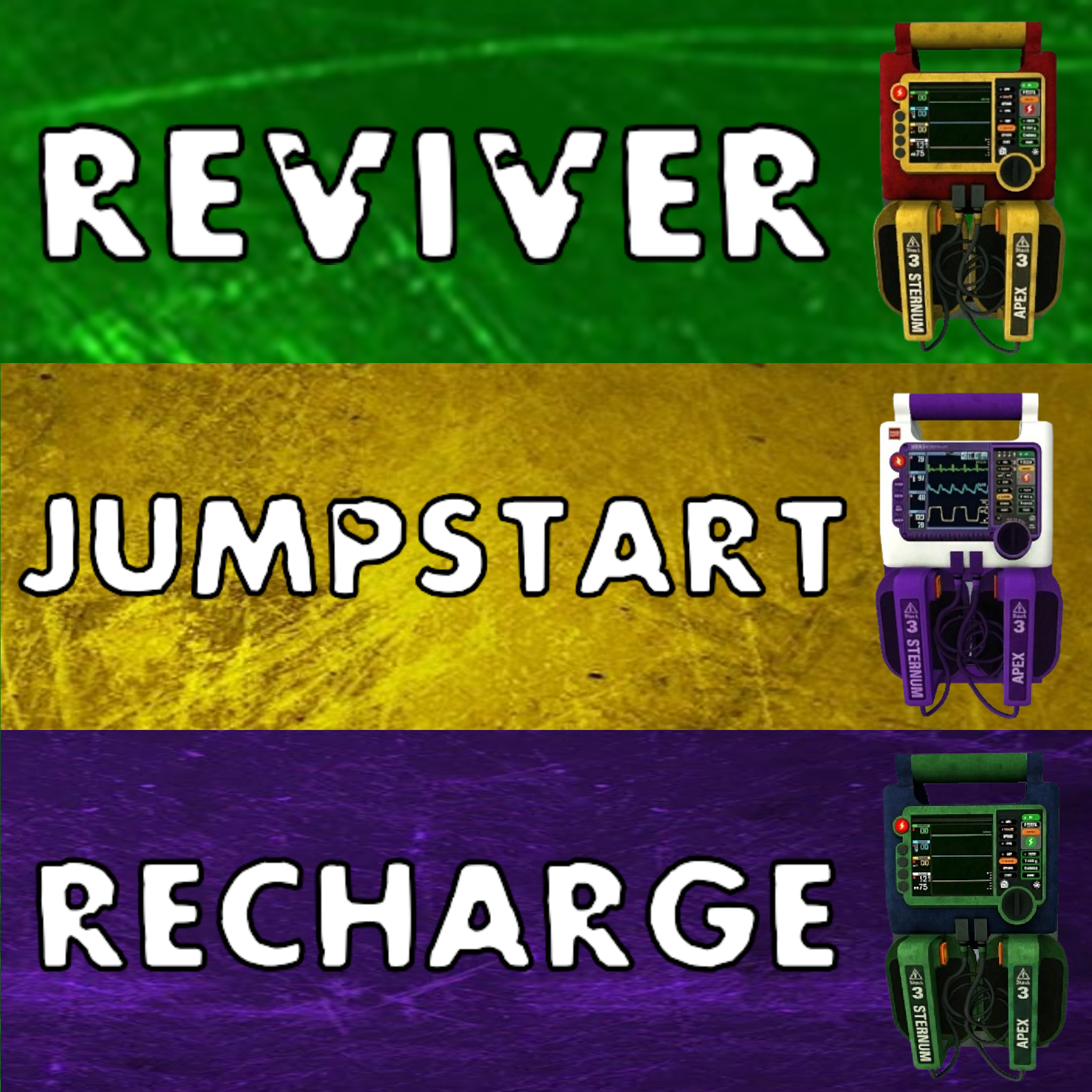 Jumpstart, Reviver & Recharge defib VSCRIPT