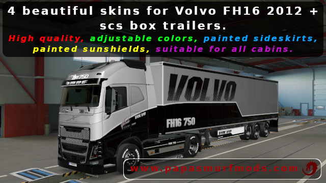 Volvo Skin for FH16 2012 + scs box trailers