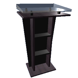 Host Stand, Podium - Dark Wood  Brushed Steel Frosted Glass