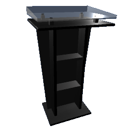 Host Stand, Podium - Black Wood  Brushed Steel Frosted Glass