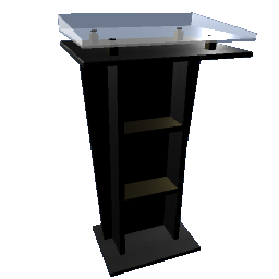Host Stand, Podium - Black Wood  Brushed Gold Frosted Glass