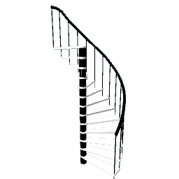 Spiral Staircase Oak White + Brushed Silver (mirrored)