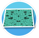 Teal Cat and Dog Floor Pattern