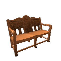 Medieval Carved Bench- Light Brown