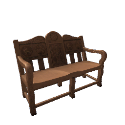 Medieval Carved Bench- Brown
