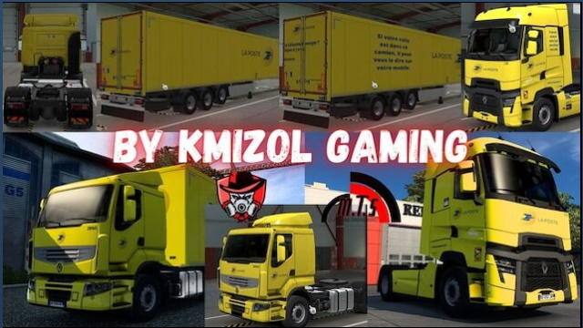 Pack Skin La Poste Renault + Remorques SCS By Kmizol