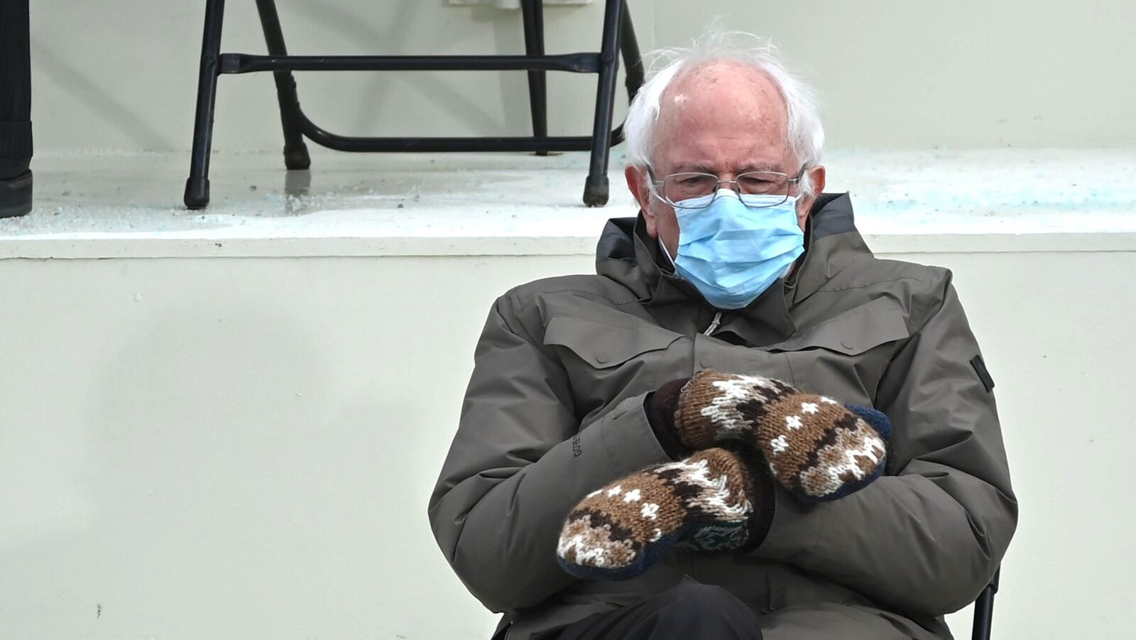 Bernie Sanders hat with gloves