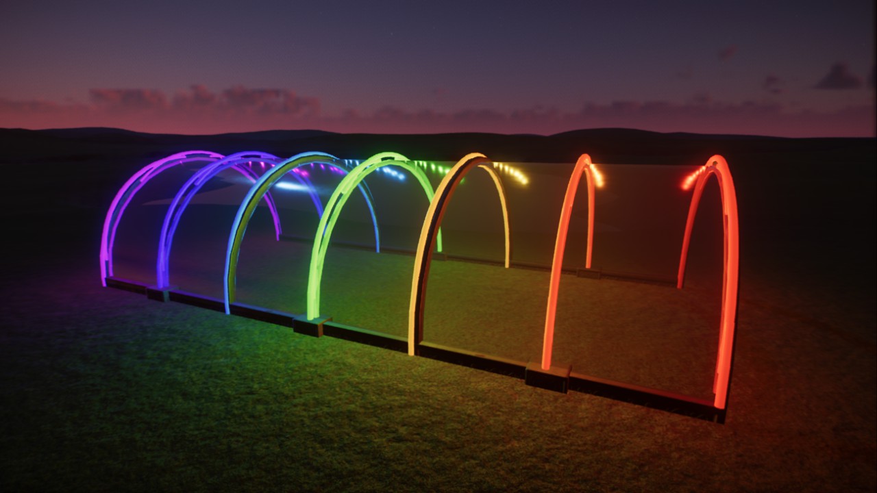 Neon Rainbow Glass Tunnel