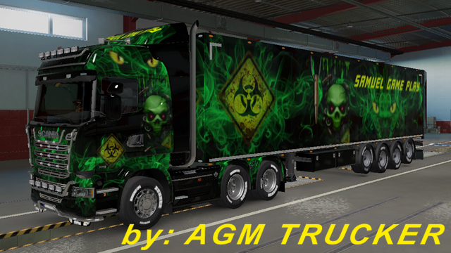 SKIN TRUCK SCANIA STREAMLINE E REBOQUE PERIGO - CANAL AGM TRUCKER