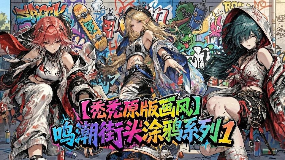 【秃秃原版画风】鸣潮街头涂鸦系列1（3*女立绘+NPC+战斗小人）