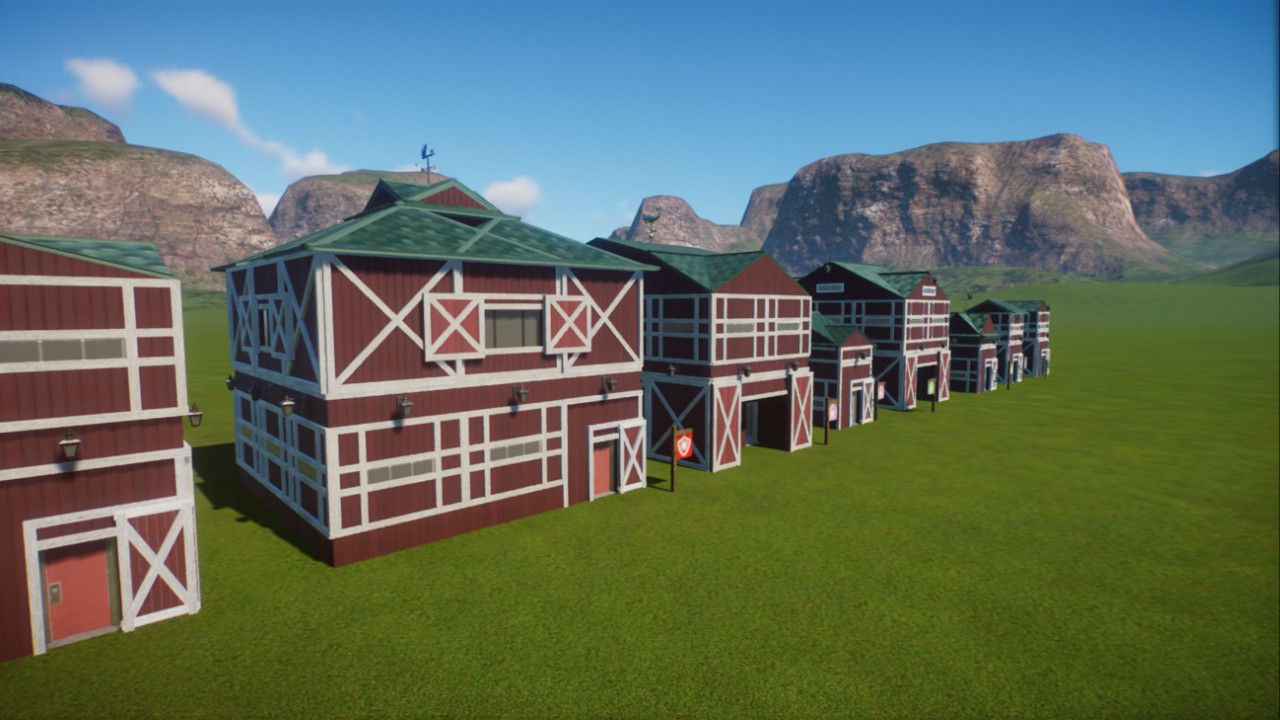 Red barn theme staff buildings