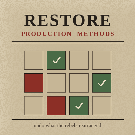 Restore Production Methods preview