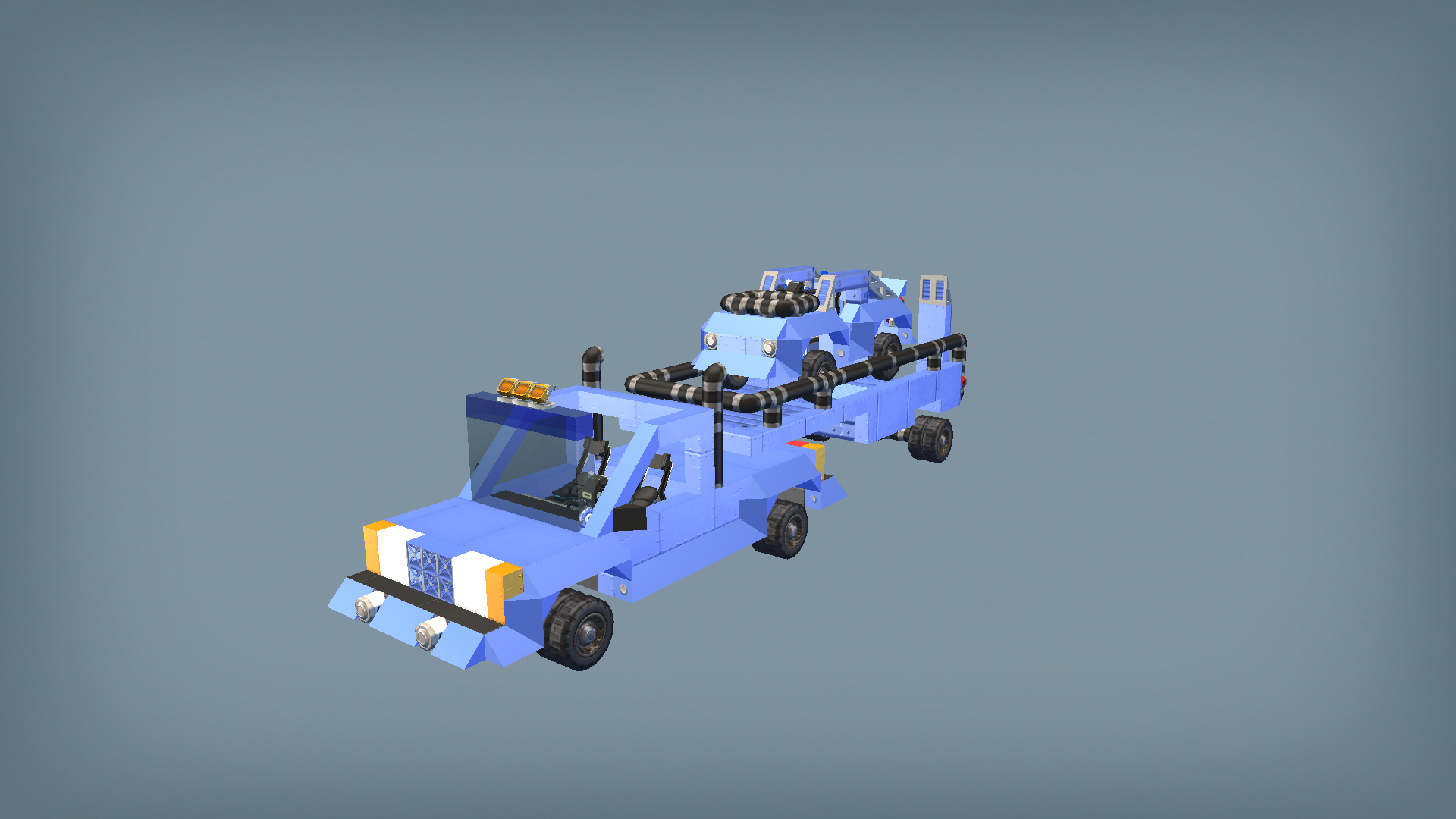 _VAZ2107_ Blue Bucket Semi-trailer +Zarya