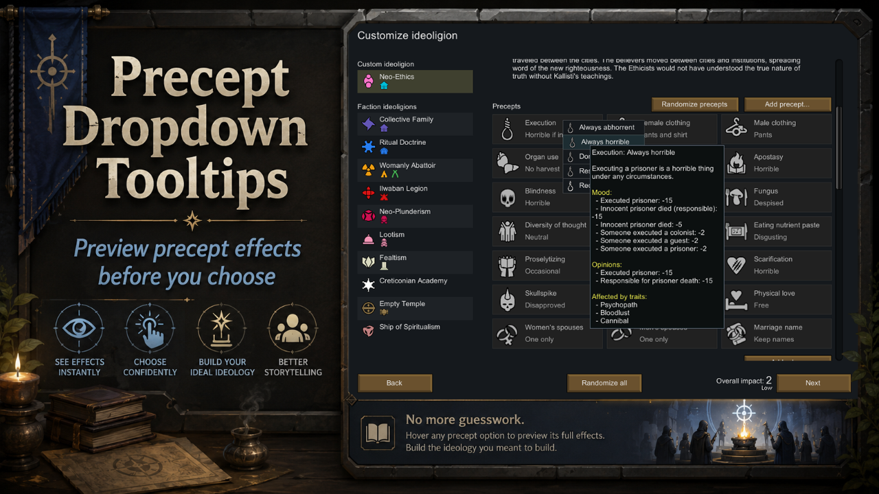 Precept Dropdown Tooltips