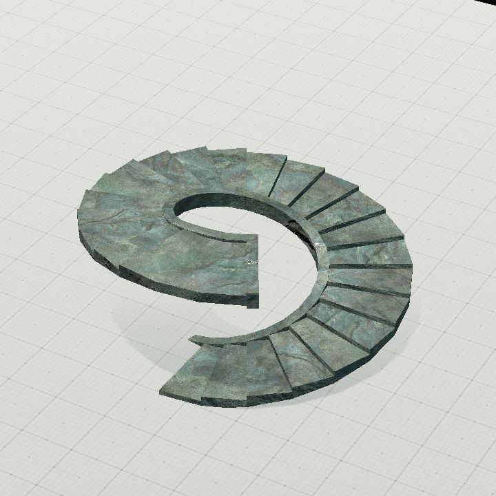 Round stone stairs 6x6 platform end