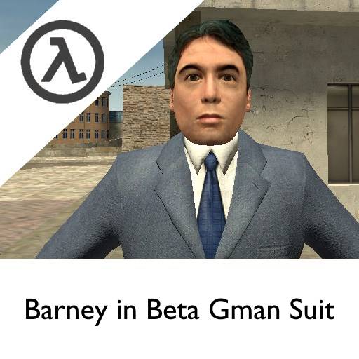 Barney in Beta Gman Suit