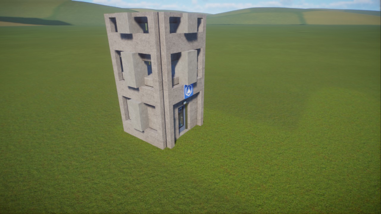 Brutalist style research center, small