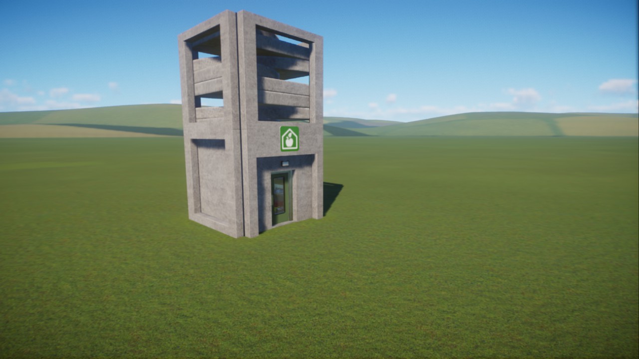Brutalist style keeper hut, small