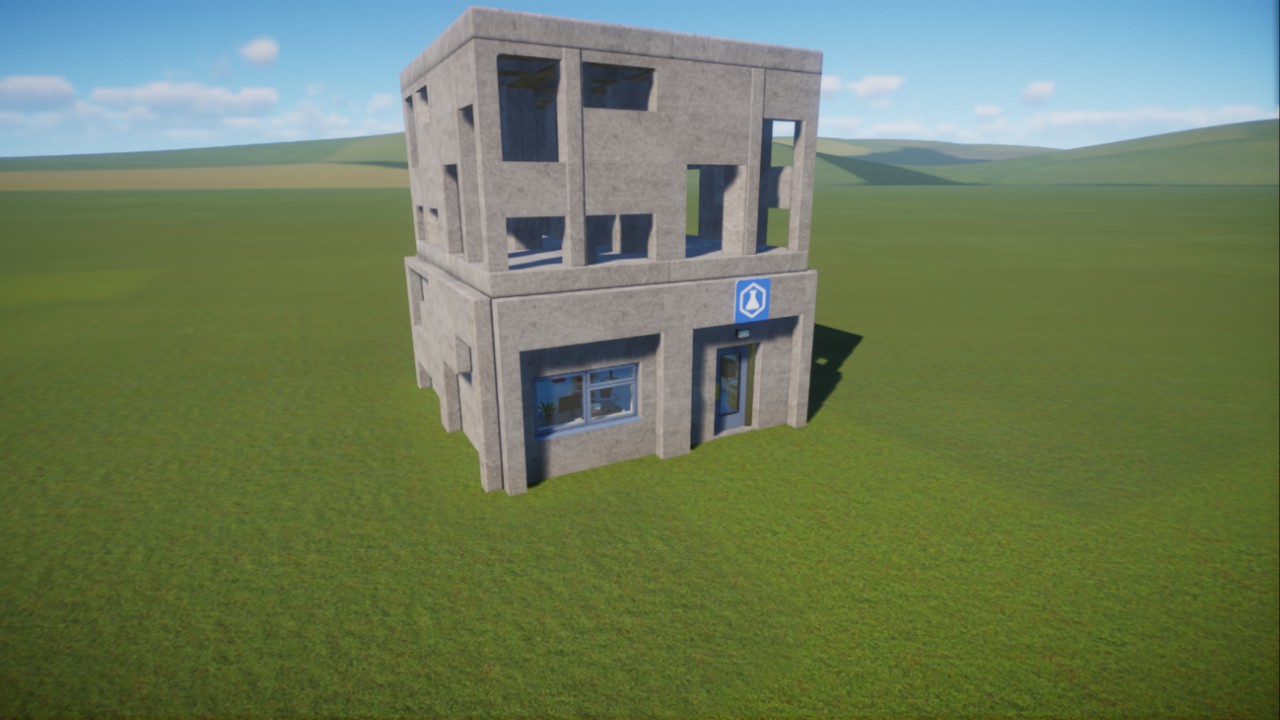 Brutalist style research center, large