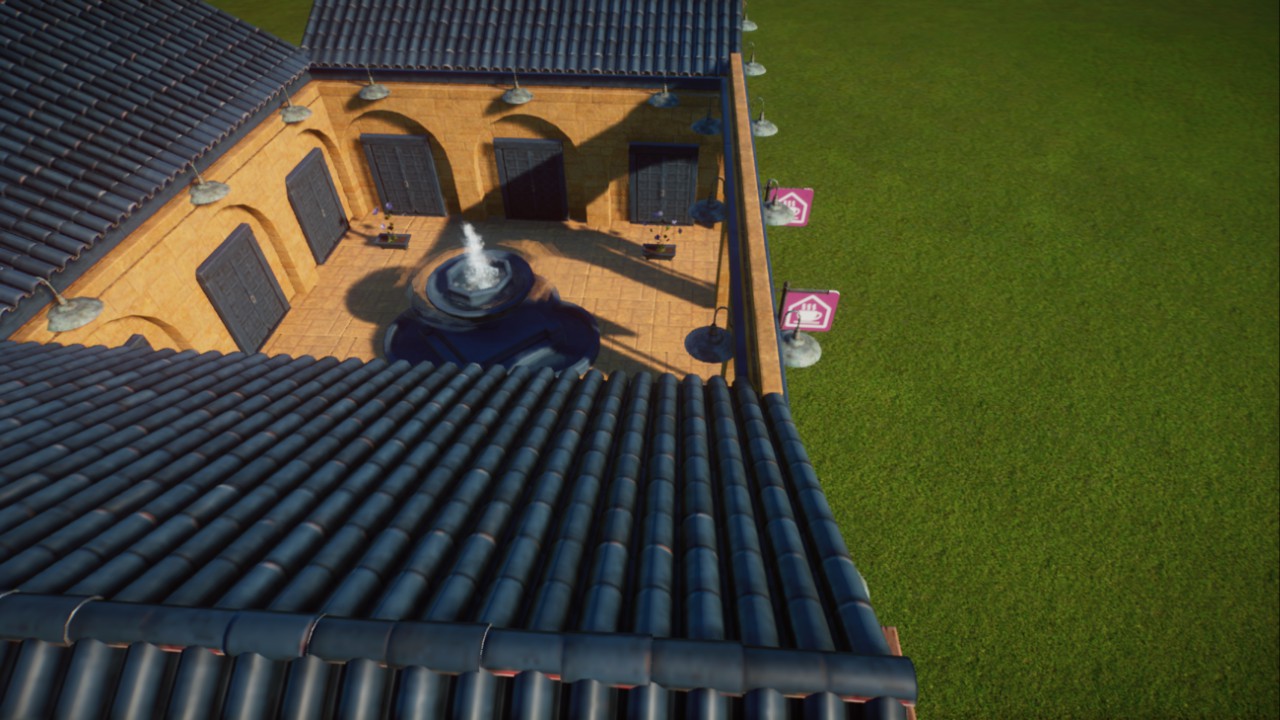 9 small staff centers, with courtyard