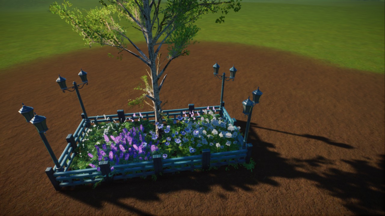 Teal fenced flower bed