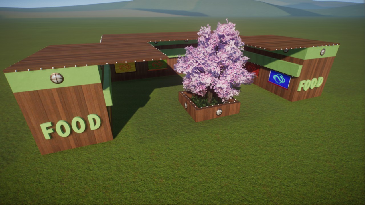 Green and wood food shops