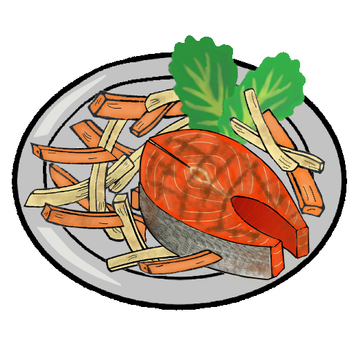 Fisch mit Kartoffel und Kurbis