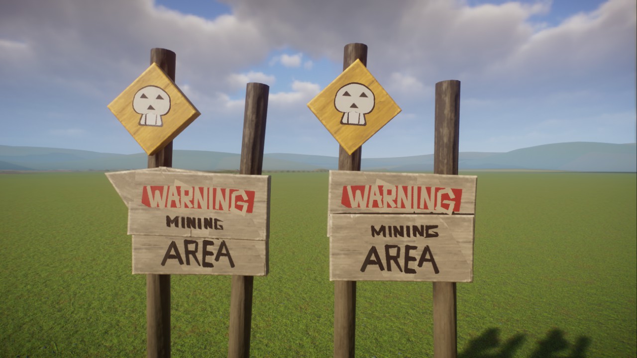 Warning Mining Area Signs