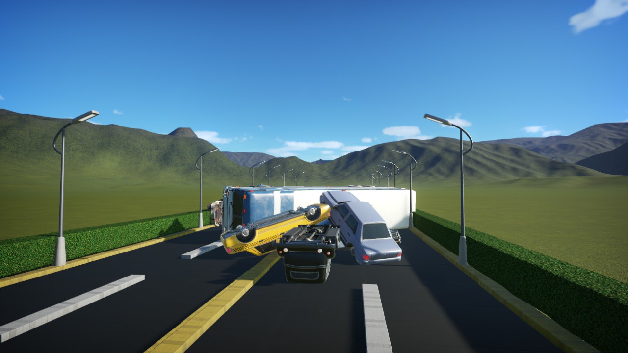 Vehicle Pile-Up Action Scene