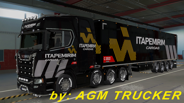 SKIN TRUCK SCANIA 8X4 (ITAPEMIRIM PRETA) - CANAL AGM TRUCKER