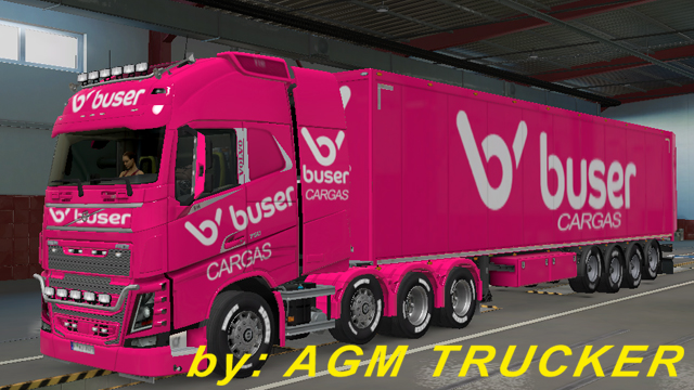 SKIN TRUCK VOLVO FH E REBOQUE (BUSER ROSA) - CANAL AGM TRUCKER