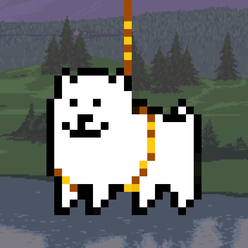 Annoying Dog hanging from a rope