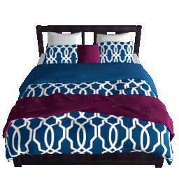Geometric Bed -Dark blue and magenta