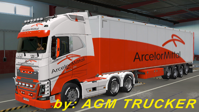 SKIN TRUCK VOLVO FH E REBOQUE (ARCELOR MITTAL) - CANAL AGM TRUCKER
