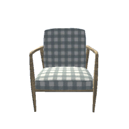 Old Armchair Blue Gray Gingham
