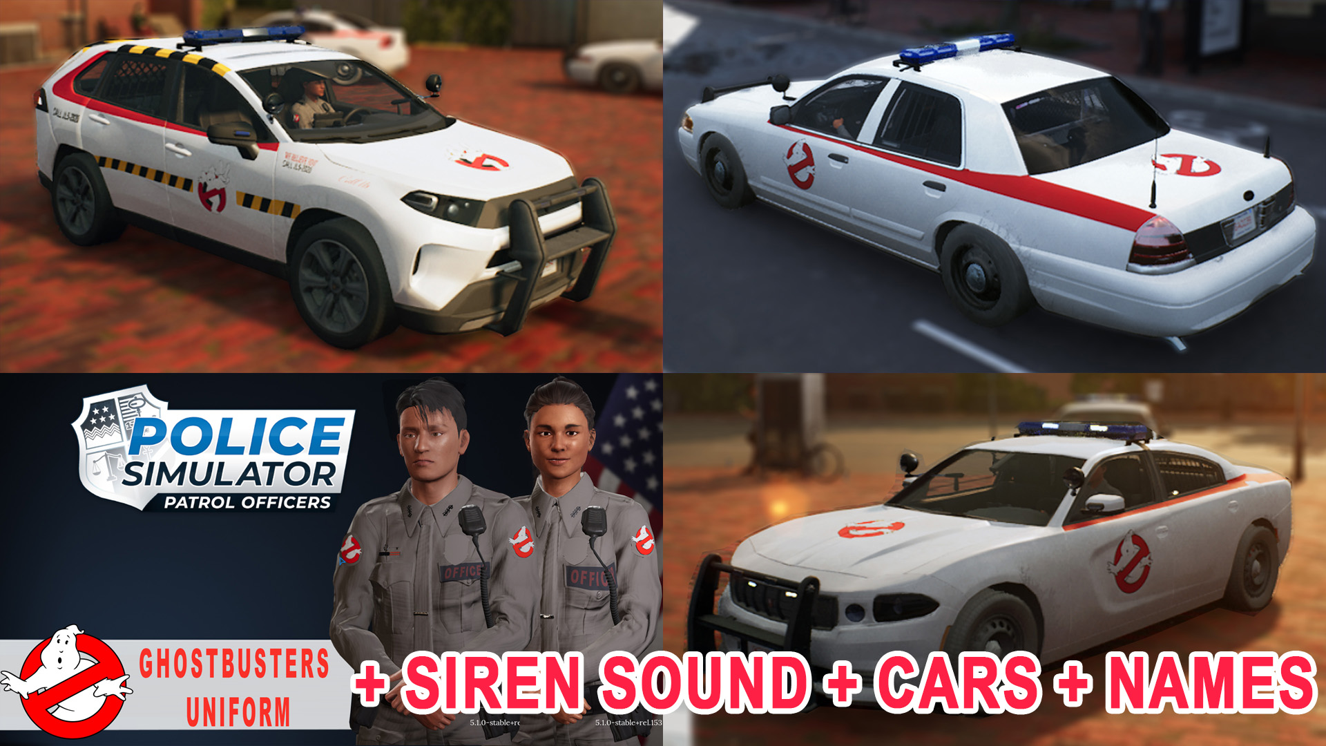 Pack GhostBusters (Cars, Uniform, Names and Siren Sound)