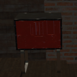 Bedside Table Industrial Red and Black Scratched