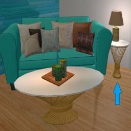 Bamboo and Frosted Glass Side Table Round