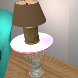 Bamboo and Frosted Glass Side Table Round Pink Top