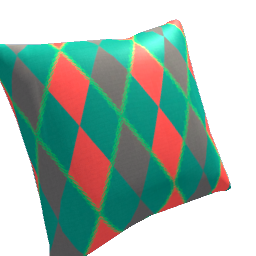 Pillow Vibrant Teal and Red Diamond Printed Cotton Fabric