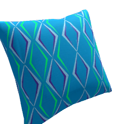 Pillow Blue and Green Diamond Printed Cotton Fabric