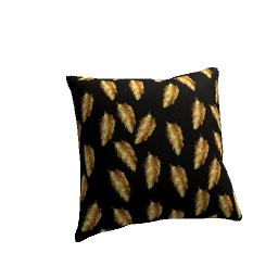 Pillow Cotton Black and Gold Feathers
