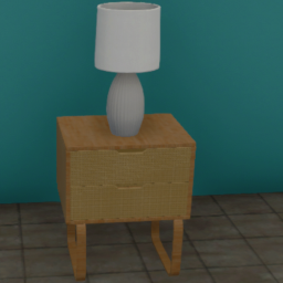 Rattan and Bamboo Bedside Table