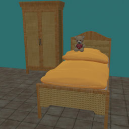 Rattan Bed Single Orange