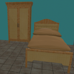 Rattan Bed Single Tan