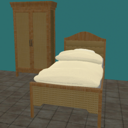 Rattan Bed Single Pastel Yellow