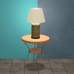 Rattan Table Lamp Pastel Yellow Shade