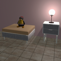 Rattan White Ottoman with Tan Cushion
