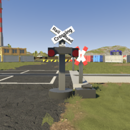 USA Railroad Crossing with sign for amount of tracks