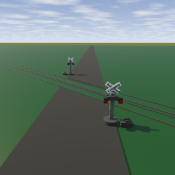 USA Railroad Crossing with sign for amount of tracks x2 Variation 2